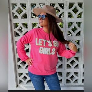 SIMPLY SOUTHERN COLLECTION "LET'S GO GIRLS" SPARKLE GLITTER PULLOVER